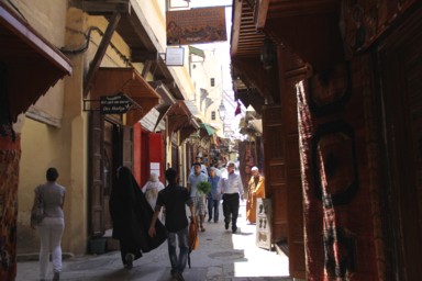 フェズ旧市街の迷路のような街並みと伝統建築。