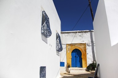 丘の上にある神秘的な扉の風景