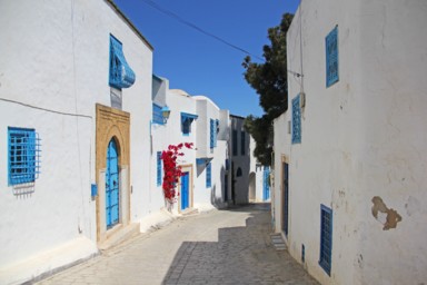 シディブサイドの白と青の街並み