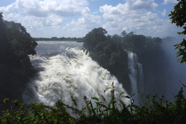 滝が見える前から響く轟音と水しぶき