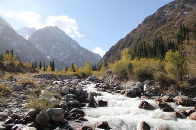 アラアルチャを勢いよく流れる川