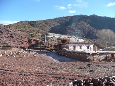 素朴なチベットの住居が並ぶ