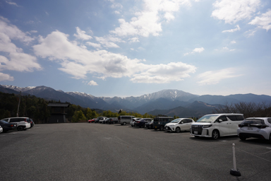馬籠宿の駐車場から中央アルプス
