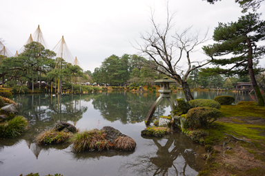 兼六園の徽軫灯籠と霞ヶ池