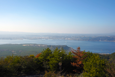 桜島の展望台から眺める鹿児島市の街並み