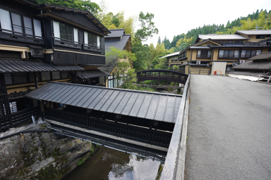 黒川温泉の風情ある街並み