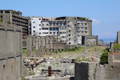 軍艦島の上陸の景色