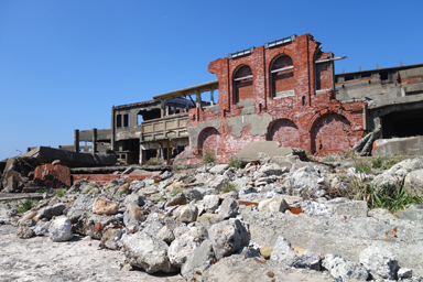軍艦島の上陸の景色