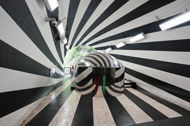 清津峡のトンネル内の展示