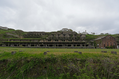 佐渡島の北沢浮遊選鉱場跡の全景