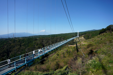 三島スカイウォークの橋と富士山