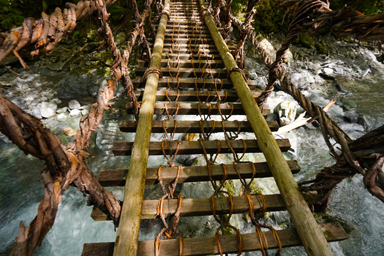 二重かずら橋の足元