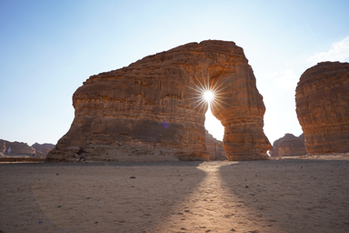 夕日が差し込むエレファント・ロック