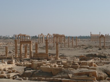 高い場所から見渡してもパルミラ遺跡は人のいない遺跡らしい姿