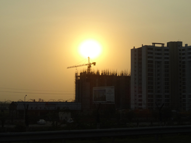 デリーの建設ラッシュの光景