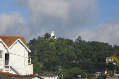 丘の上に立つ控えめな大仏像