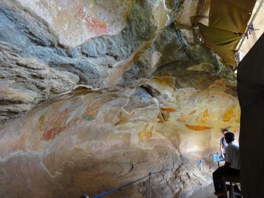 壁画を守るために張られた布とその背景