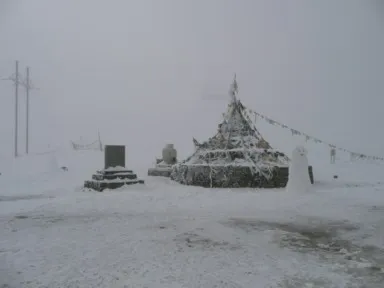 標高4008mの峠の雪だるま