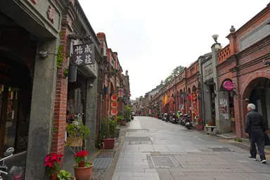 台湾の三峡老街の赤レンガ建築