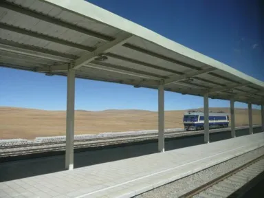 チベット鉄道の開発前で駅の外に何1つ人工物がない様子