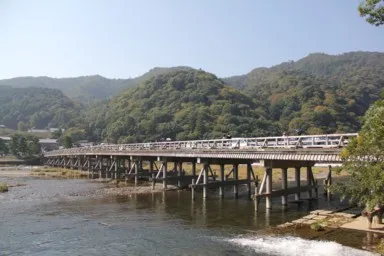 京都の渡月橋と桂川