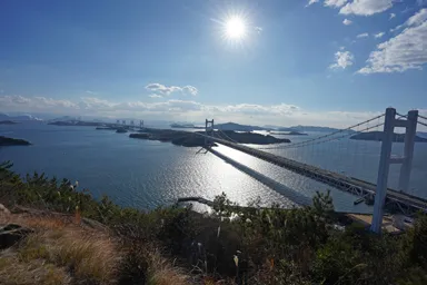 岡山の鷲羽山展望台からの瀬戸大橋の眺め