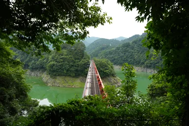 静岡の奥大井湖上駅へまっすぐのびる橋