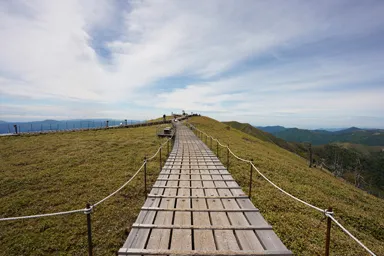 徳島の剣山の山頂の木道