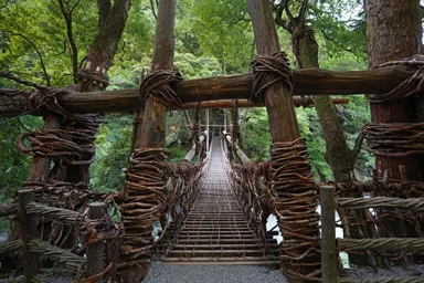 徳島の祖谷のかずら橋の吊り橋