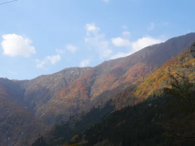 富山の飛騨地方の紅葉の山