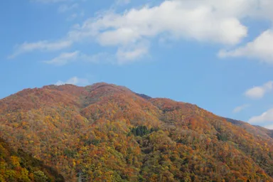 富山の飛騨地方の紅葉の山