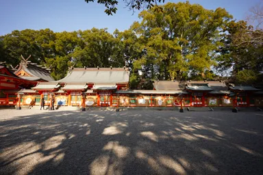 和歌山の熊野速玉大社の朱塗りの社殿