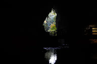 山口の秋芳洞の出口の光