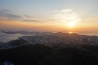 山口の火の山公園からの夕暮れの眺望