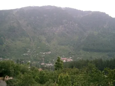 マナリの山の中に広がる街の景色