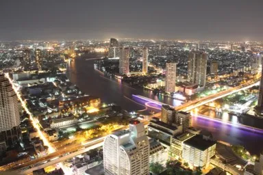 チャオプラヤー川の船の景色
